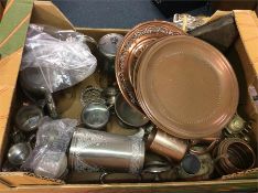 A large collection of brass and copper.