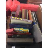 A collection of old stamp albums, games etc.