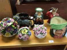 Toby jugs, floral centrepieces etc.