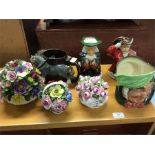 Toby jugs, floral centrepieces etc.