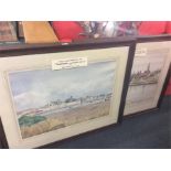 A pair of local framed and glazed watercolours.