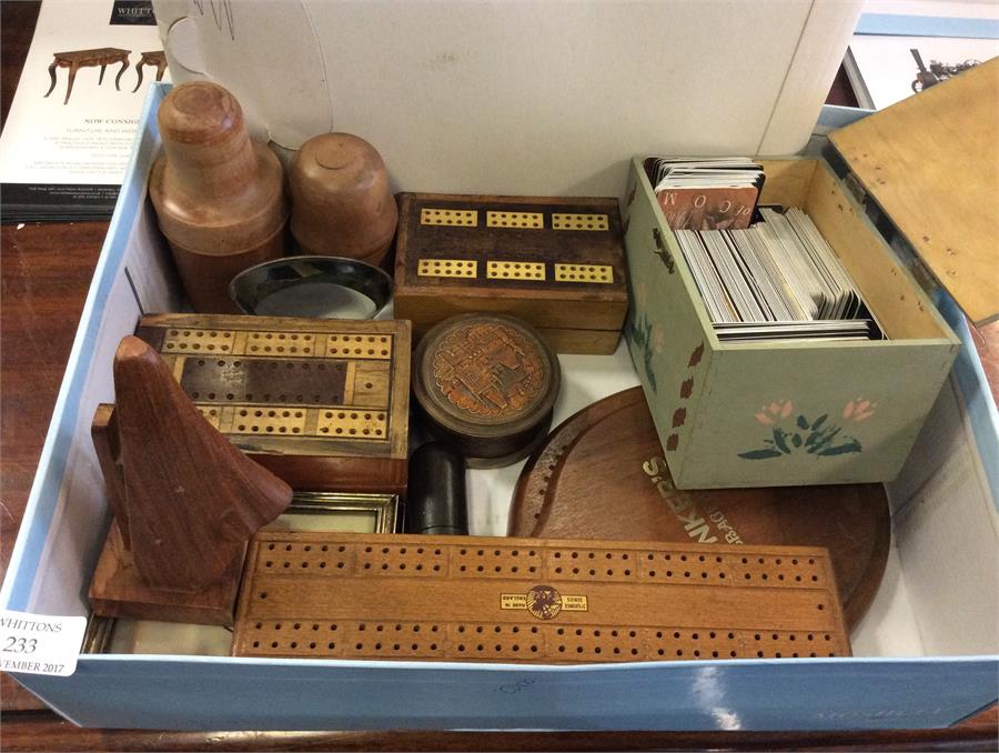 An old cribbage board etc.