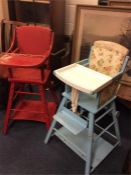 Two painted high chairs.