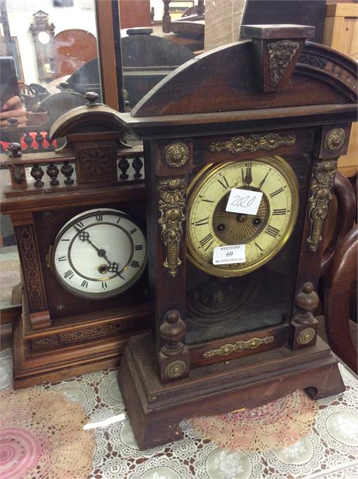 Two mahogany cased mantle clocks.