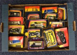 A box containing 15 boxed Corgi Hotwheels and othe