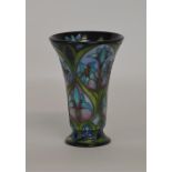 MOORCROFT: A stylish tapering vase decorated with