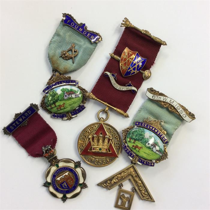 A group of four enamelled Masonic medals together