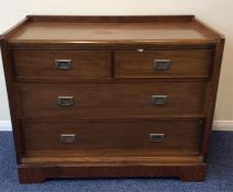 An unusual mahogany military chest with inset hand