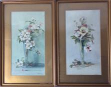 J KNOWLES: A pair of still life watercolours of fl
