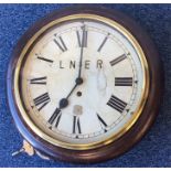 An unusual railway clock numbered 1185 LNER to dia