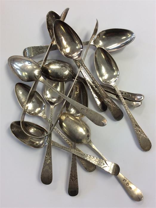 A good set of twelve bright cut teaspoons together