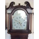 A large oak cased grandfather clock, the dial attr