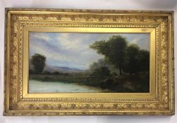 G I FRANKLIN: An oil on canvas depicting a river s