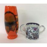 POOLE: A vase together with an ironstone shaving c