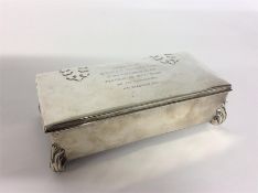 A good rectangular cigarette box with hinged top o
