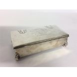 A good rectangular cigarette box with hinged top o