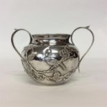 A Chinese silver two handled bowl of typical desig