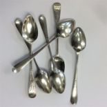 A good set of six Georgian silver bright cut teasp