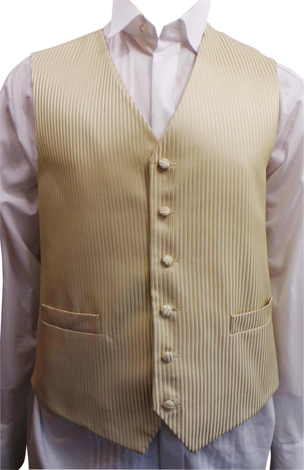 One Off Joblot of 12 Mens Gold Stripe Waistcoats Ex Wedding Hire 27