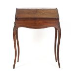 A 19th century and later rosewood, strung, marquetry and brass mounted bonheur du jour,