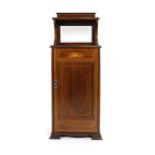 A late Victorian mahogany and satin-walnut crossbanded music cabinet,