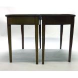 A pair of George II mahogany D-end tables, w.