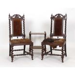 A pair of Charles II-type hall chairs,