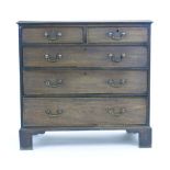 A 19th century mahogany chest of two short over three long drawers on bracket feet, w.