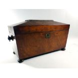 A 19th century mahogany tea caddy of sarcophagus form together with a faux tortoise shell box