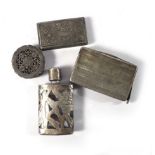 A late 19th/early 20th century continental metalware snuff box of rectangular form, w.