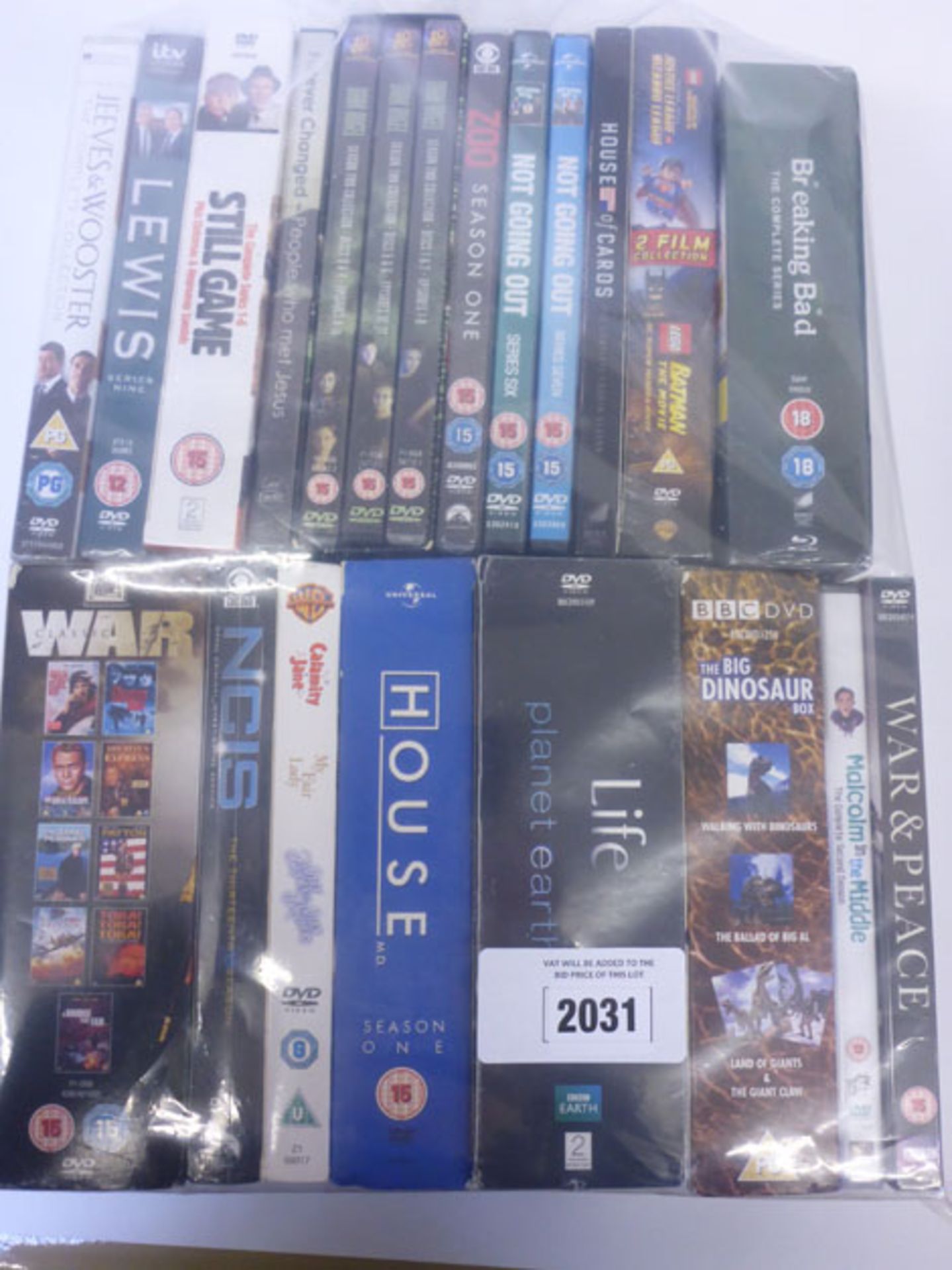 Bag containing quantity of various titled DVD films