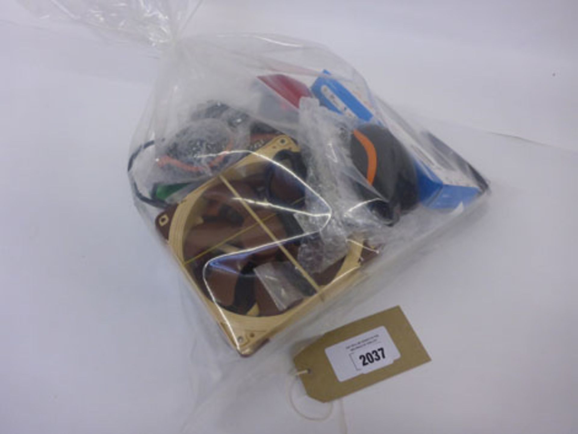 Bag containing computer accessories and components