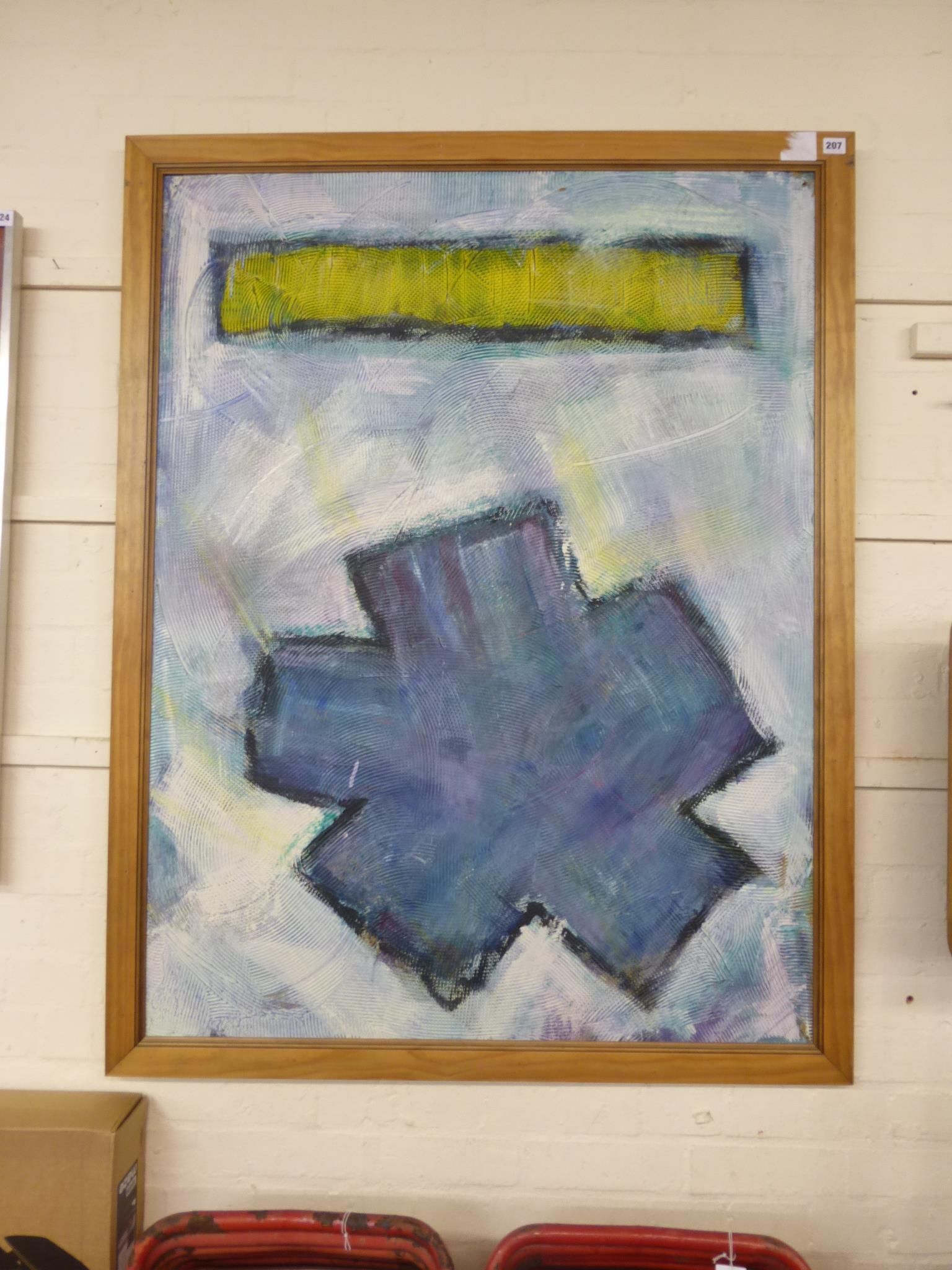 1970/80's School, a geometric study, oil on board, unsigned, 120 x 92 cm,