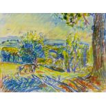 Paul Sutton, 'French Landscape' signed, pastels, 34 x 54 cm, framed and glazed,