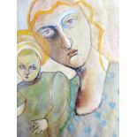 Late 20th Century School, a stylised study of the Madonna and child, signed and dated '92,
