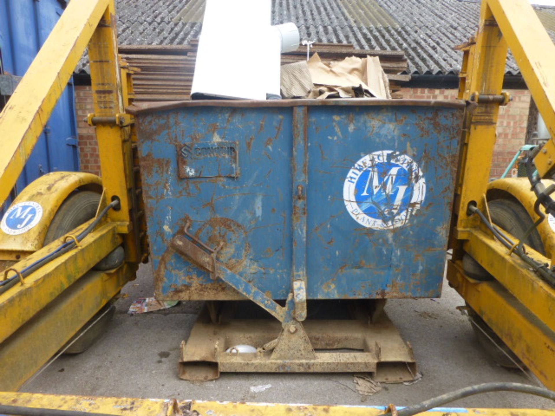 Conquip tipping skip in blue