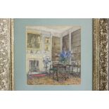 English School, late 19th/early 20th century, A interior study of an Edwardian library, unsigned,