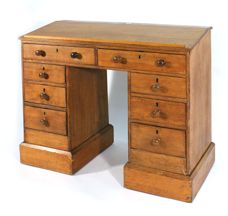 A late 19th/early 20th century oak desk, - Image 3 of 4