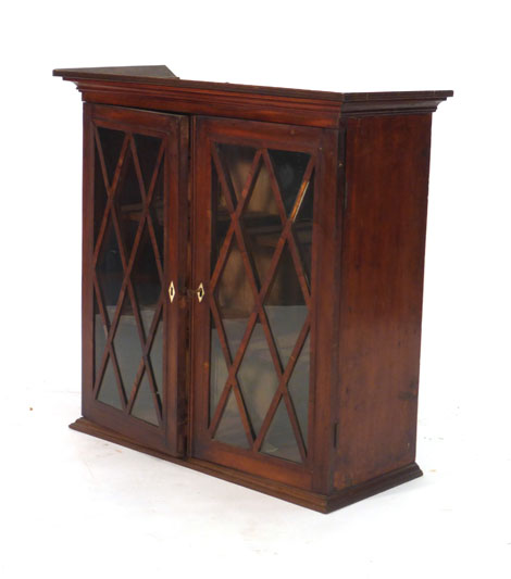 A 19th century mahogany and astral glazed wall cabinet with two shelves, w. - Image 3 of 3