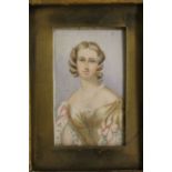 A 19th century half length portrait miniature on ivory depicting Countess Lubomirski,