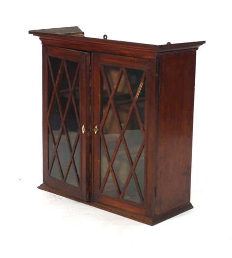 A 19th century mahogany and astral glazed wall cabinet with two shelves, w. - Image 2 of 3