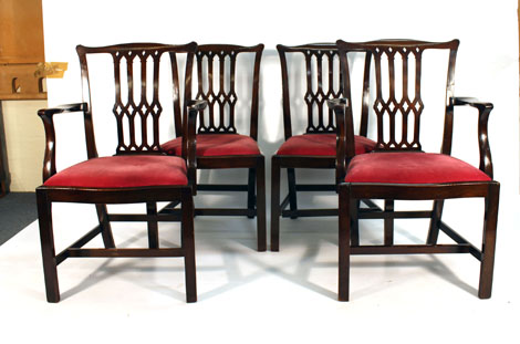 Please Note Amended Description: A set of eight George III-style Chippendale-type mahogany dining