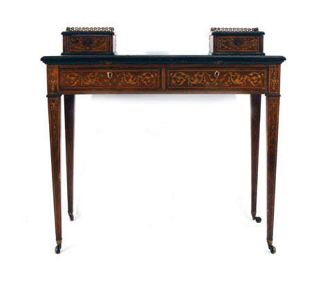 An Edwardian rosewood, strung and brass mounted dressing table,