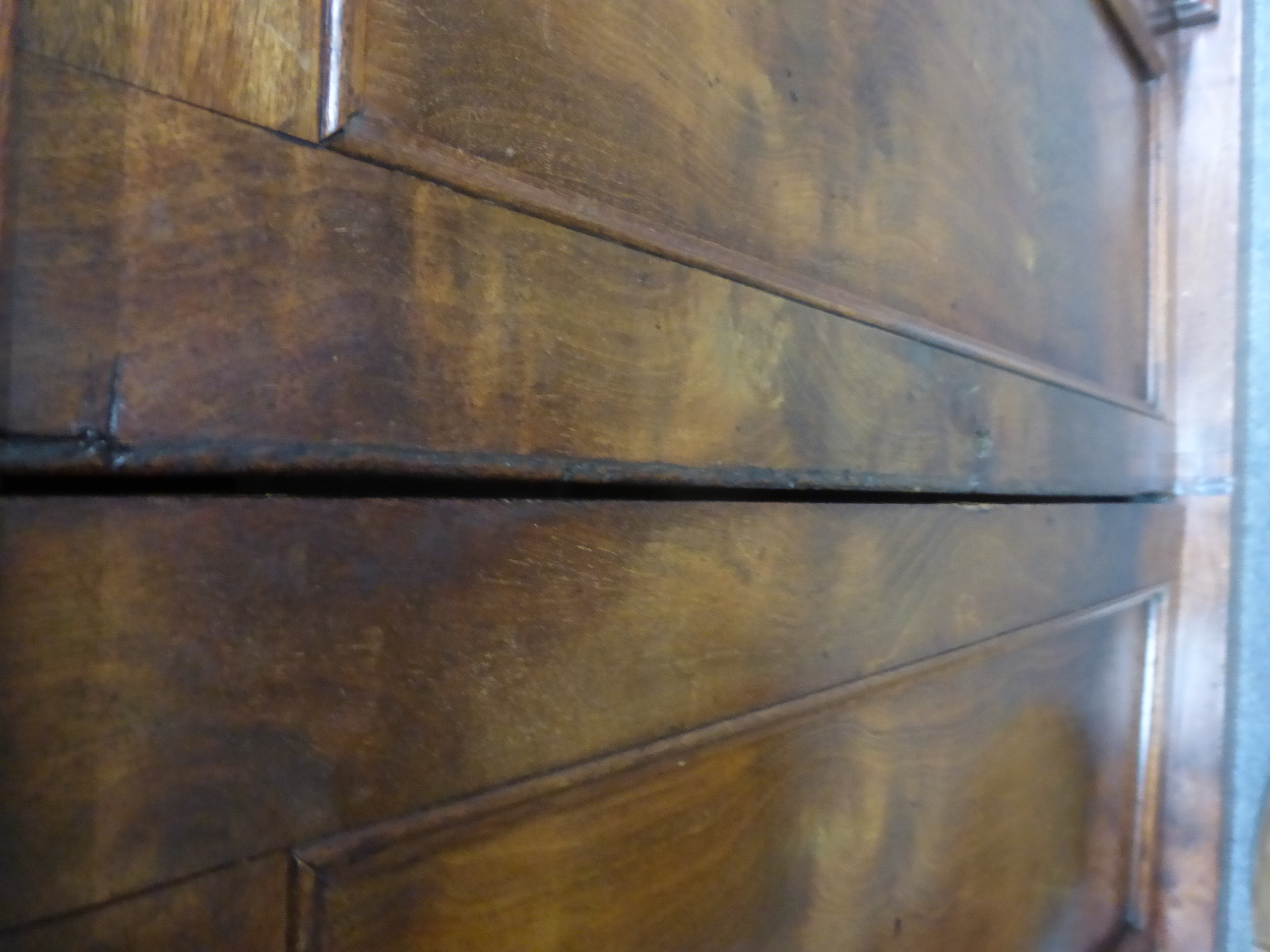 A 19th century mahogany cabinet, the two solid doors flanked by pilasters on a plinth base, w. - Image 3 of 3