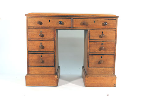 A late 19th/early 20th century oak desk, - Image 2 of 4