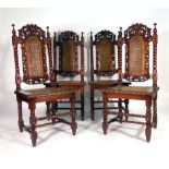 A set of ten reproduction Charles II-type beech and bergere highback dining chairs