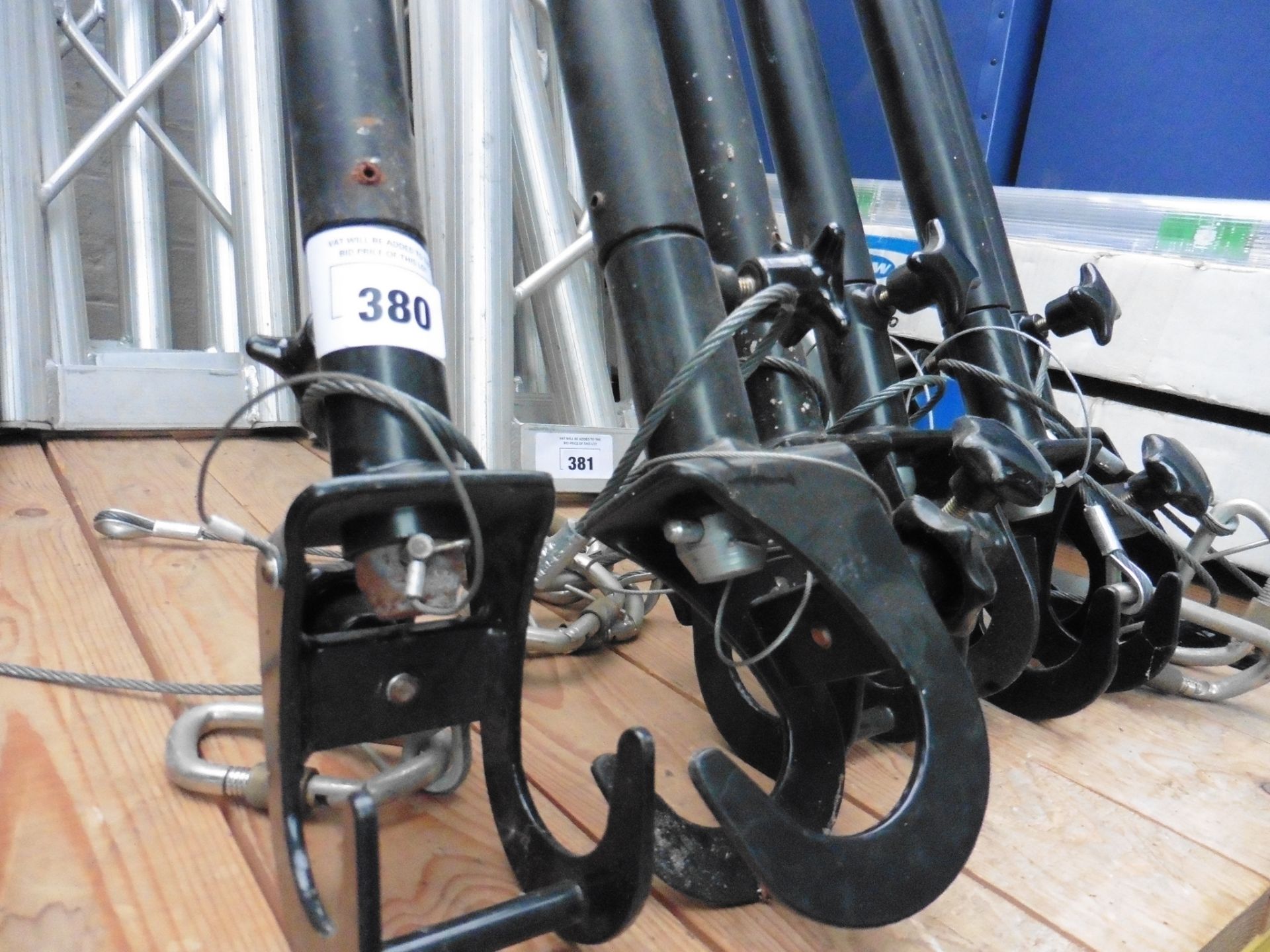 6 approx 1.8m black lighting rig bars with clamps - Image 2 of 2