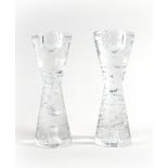 Timo Sarpaneva for Littala, a pair of Finish 'Arkipelago' glass candlesticks, h. 14.