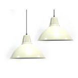 A pair of Swedish cream ceiling lights by Ikea
