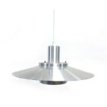 A spun aluminium two tier ceiling light with a straight shaft CONDITION REPORT: